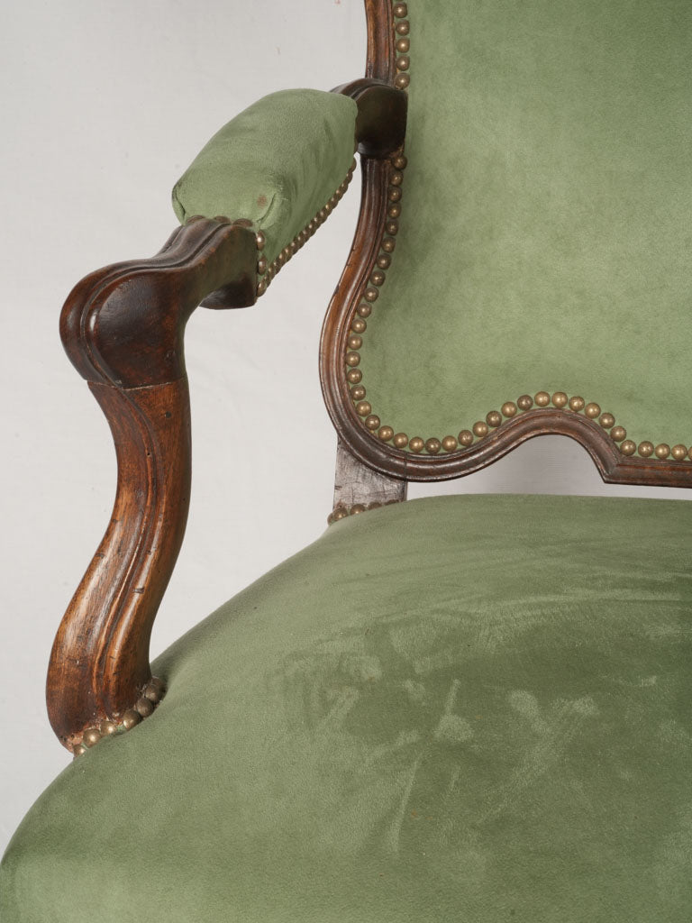 Curved walnut decorative armchair