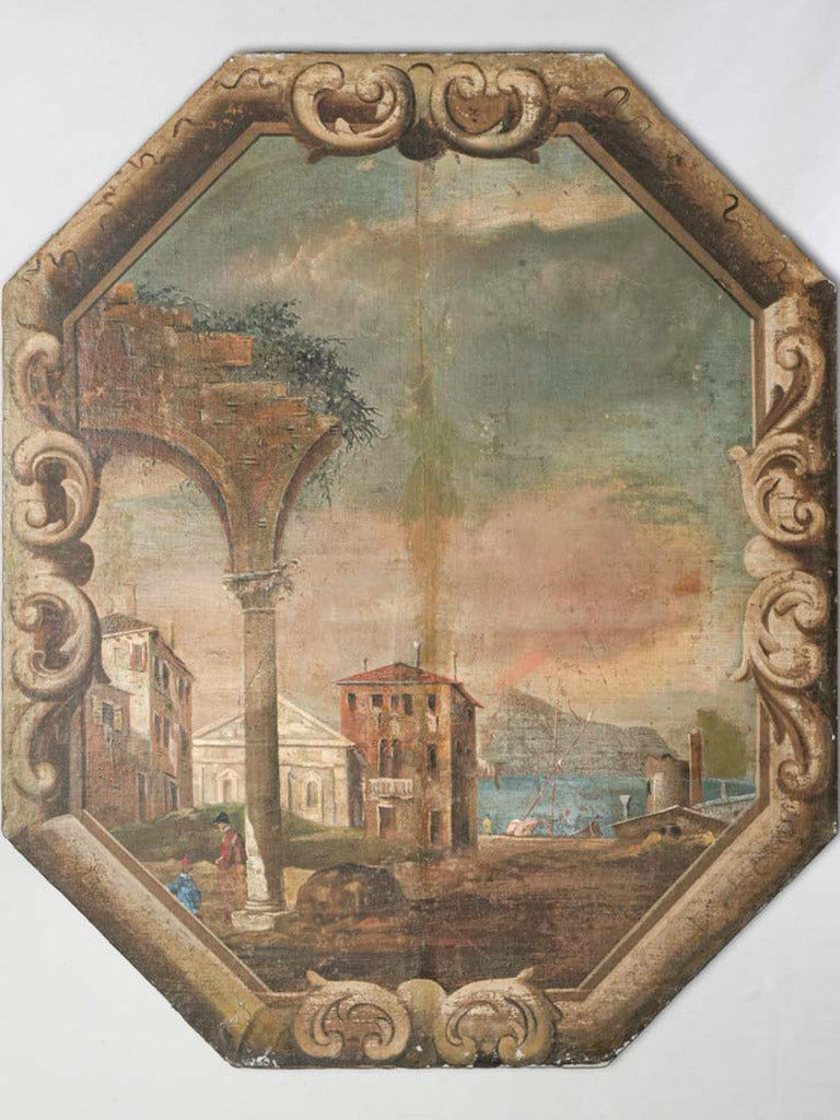 Large Antique Decorative Panel with a View of Naples - 63½" x 52¼"