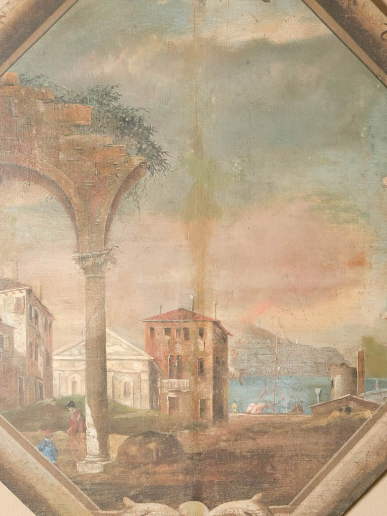 Large Antique Decorative Panel with a View of Naples - 63½" x 52¼"
