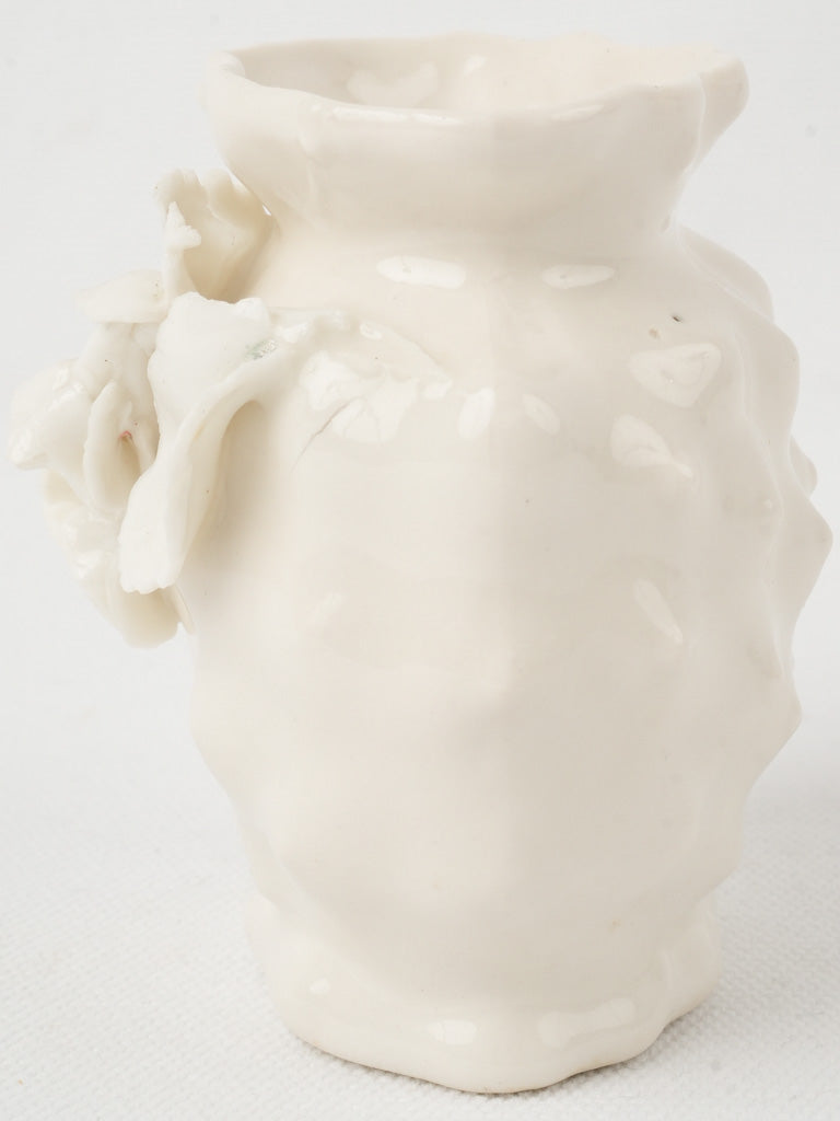 Aged artisanal trumpet flower ceramic vase
