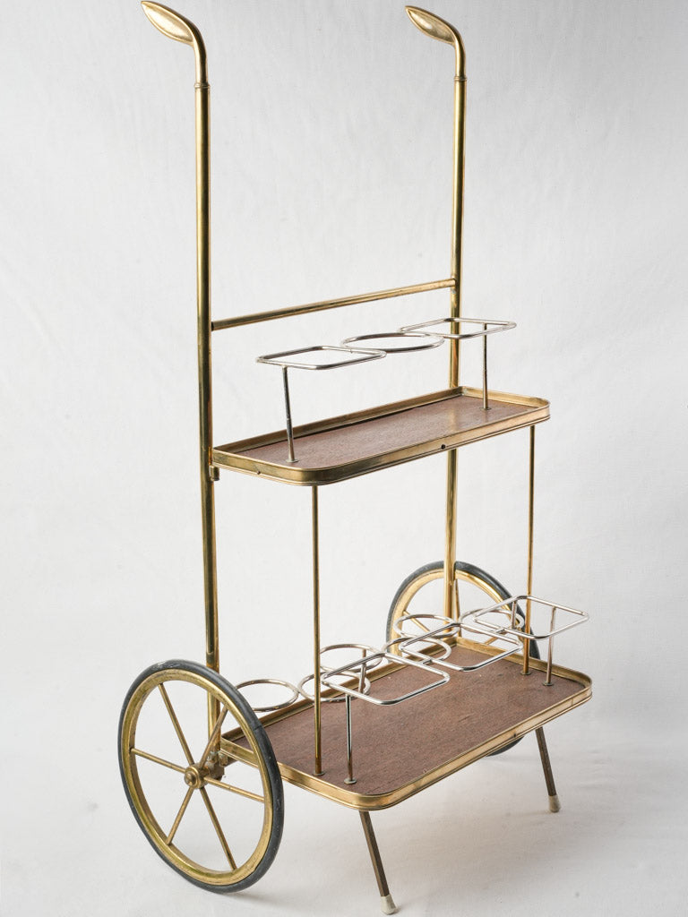Brass rosewood 1950s serving trolley