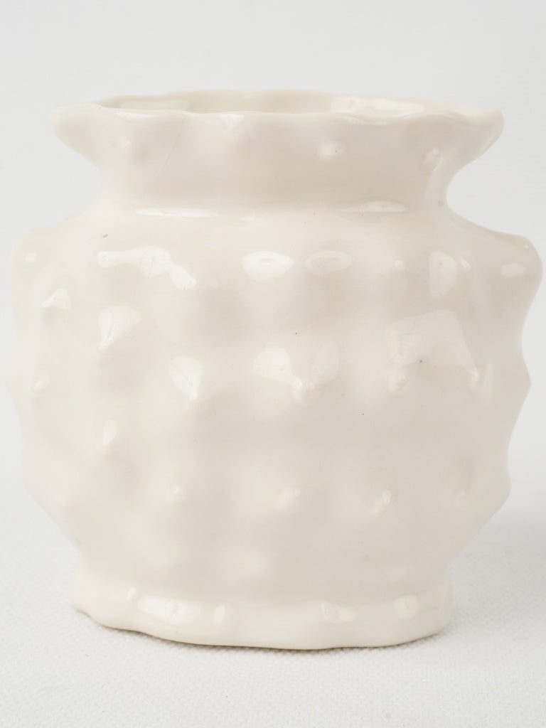 Charming weathered leaf motif earthenware vase