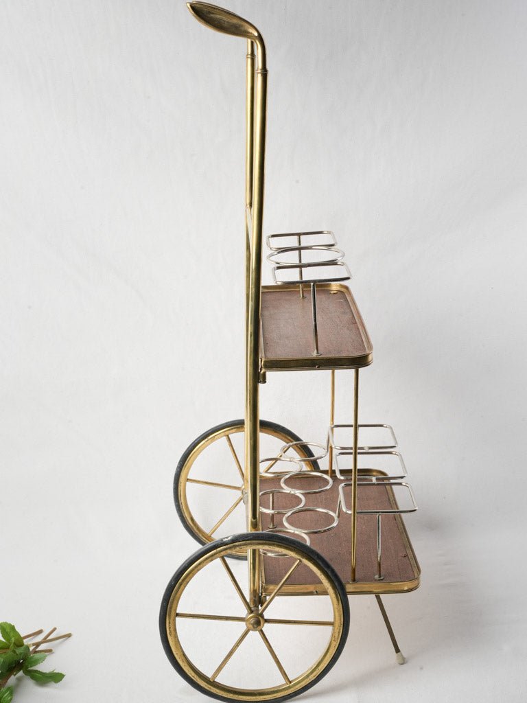 Sophisticated rosewood brass bar cart