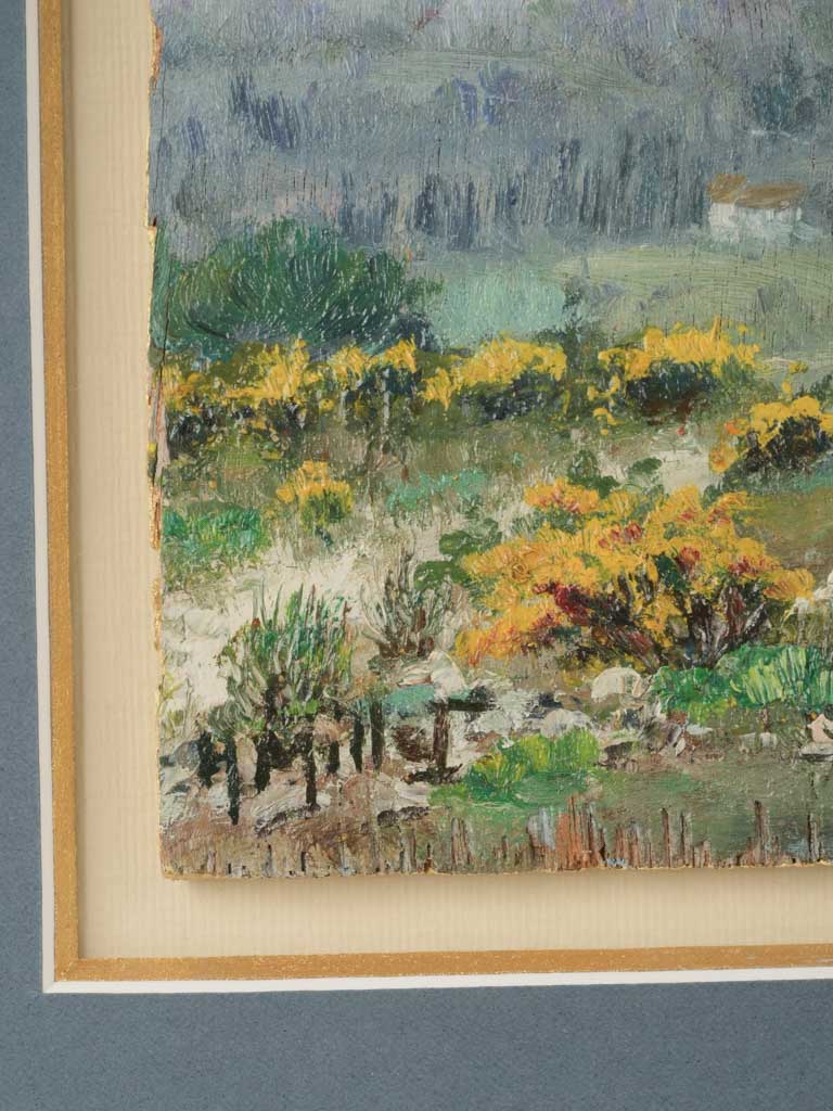 Quaint rustic oil painting on board