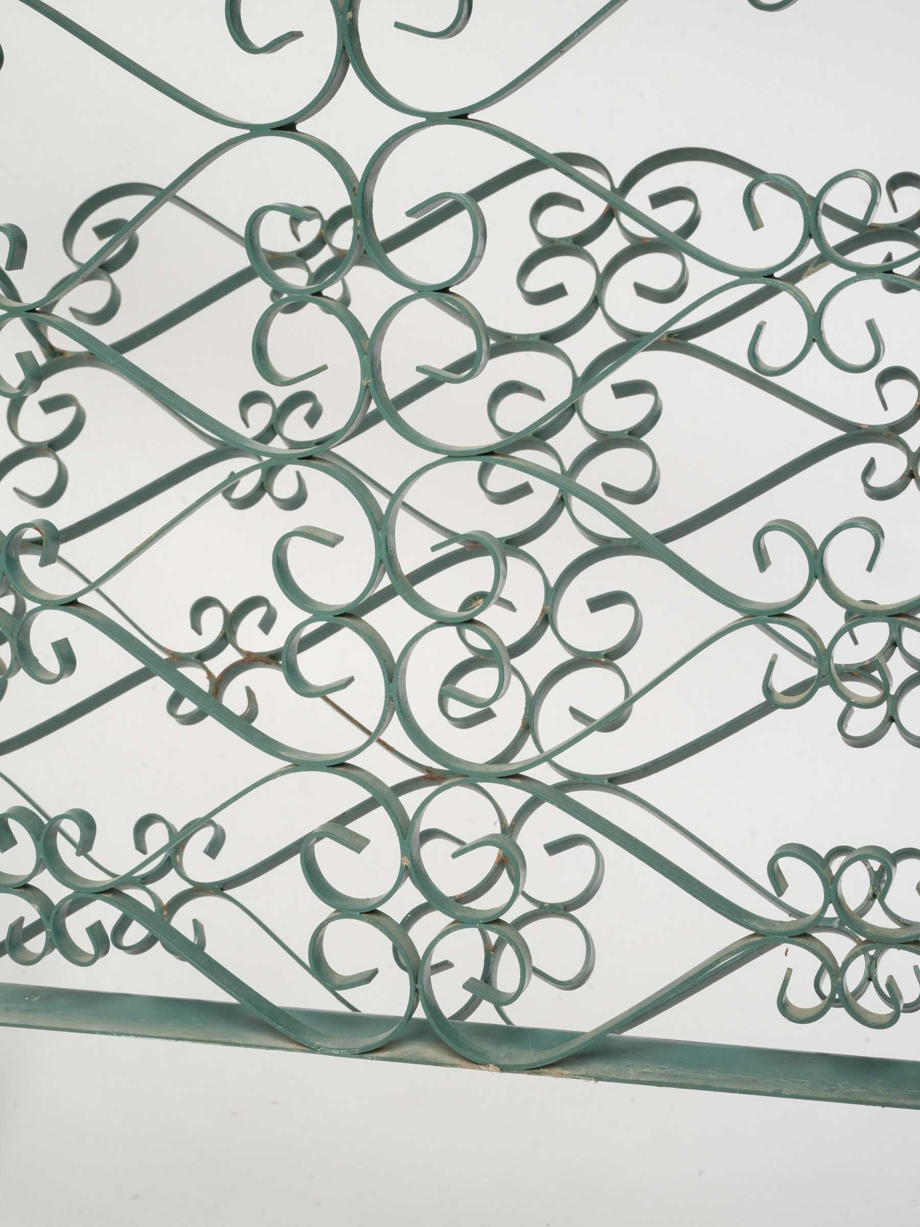 Mid-20th century Ornate Green-Painted Wrought Iron Magazine Rack - 21¾"