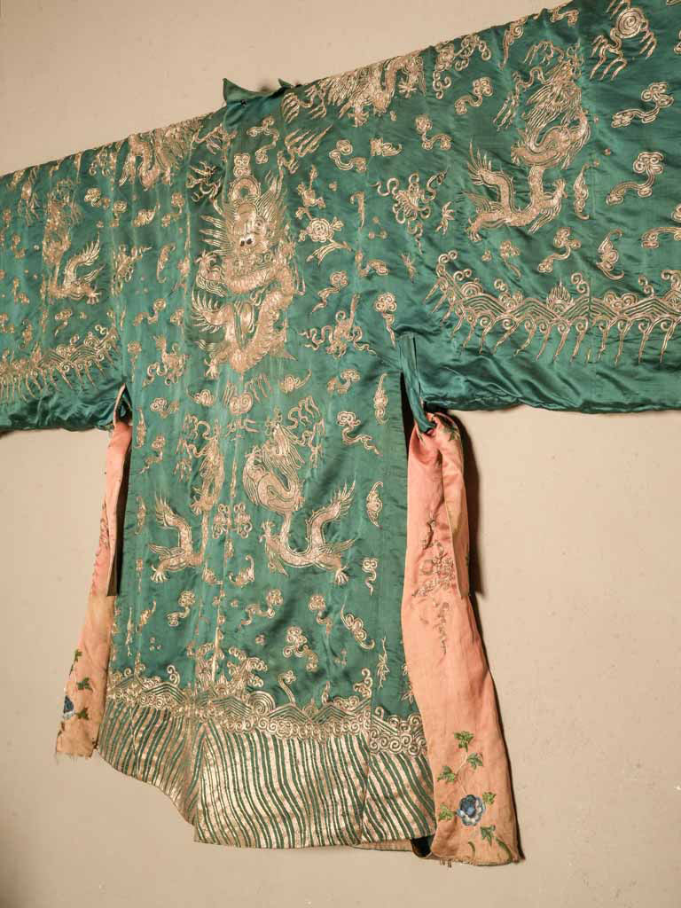 Sea-green embroidered dragon robe