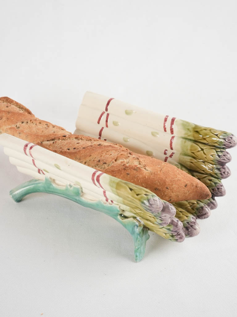Longchamp majolica asparagus & artichoke platter - late 19th century 14½"