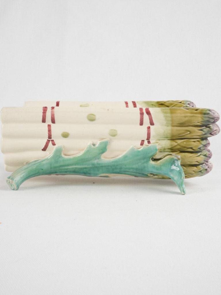Longchamp majolica asparagus & artichoke platter - late 19th century 14½"