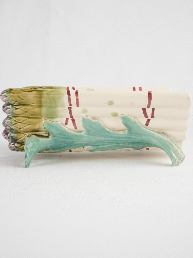 Longchamp majolica asparagus & artichoke platter - late 19th century 14½"