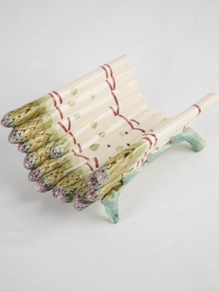Longchamp majolica asparagus & artichoke platter - late 19th century 14½"