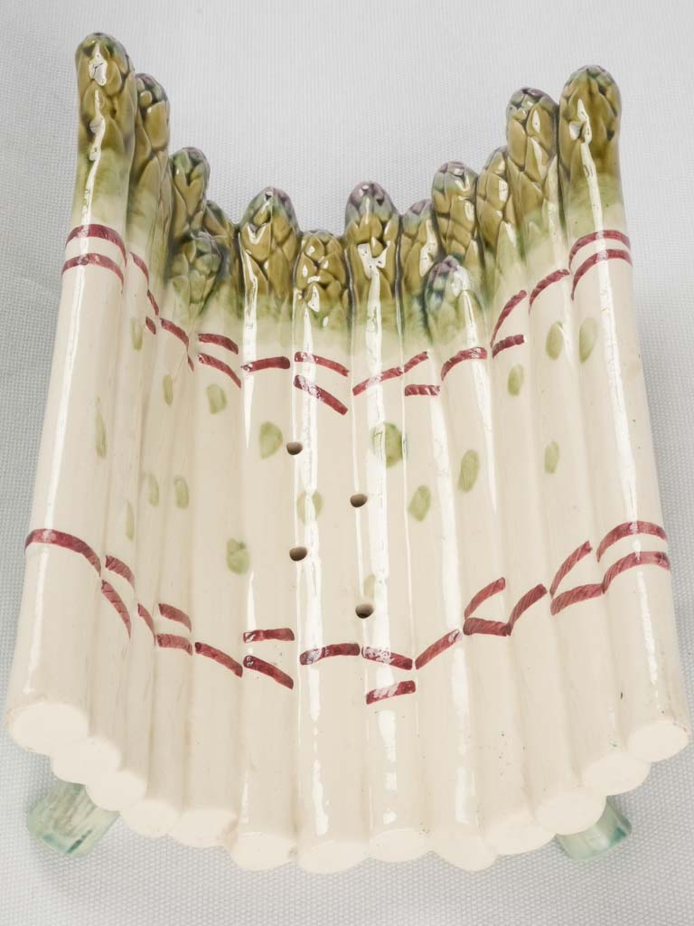 Longchamp majolica asparagus & artichoke platter - late 19th century 14½"