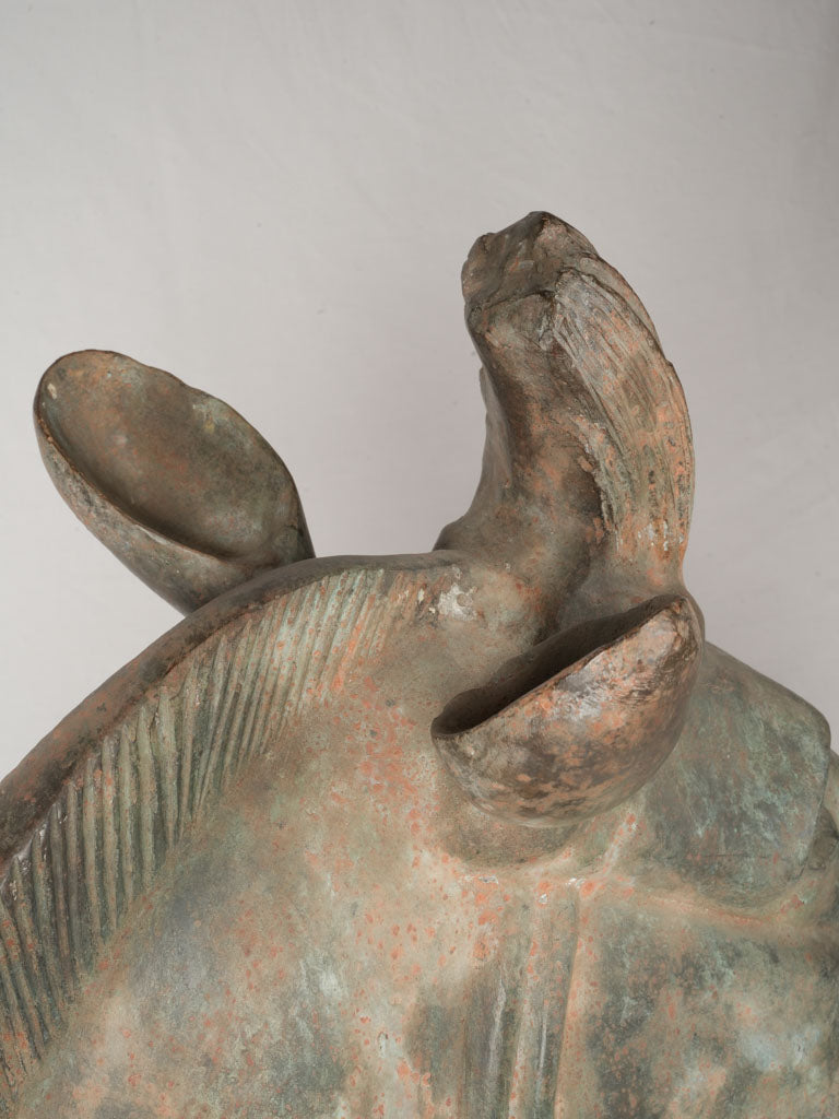 Stylish verdigris bronze horse bust