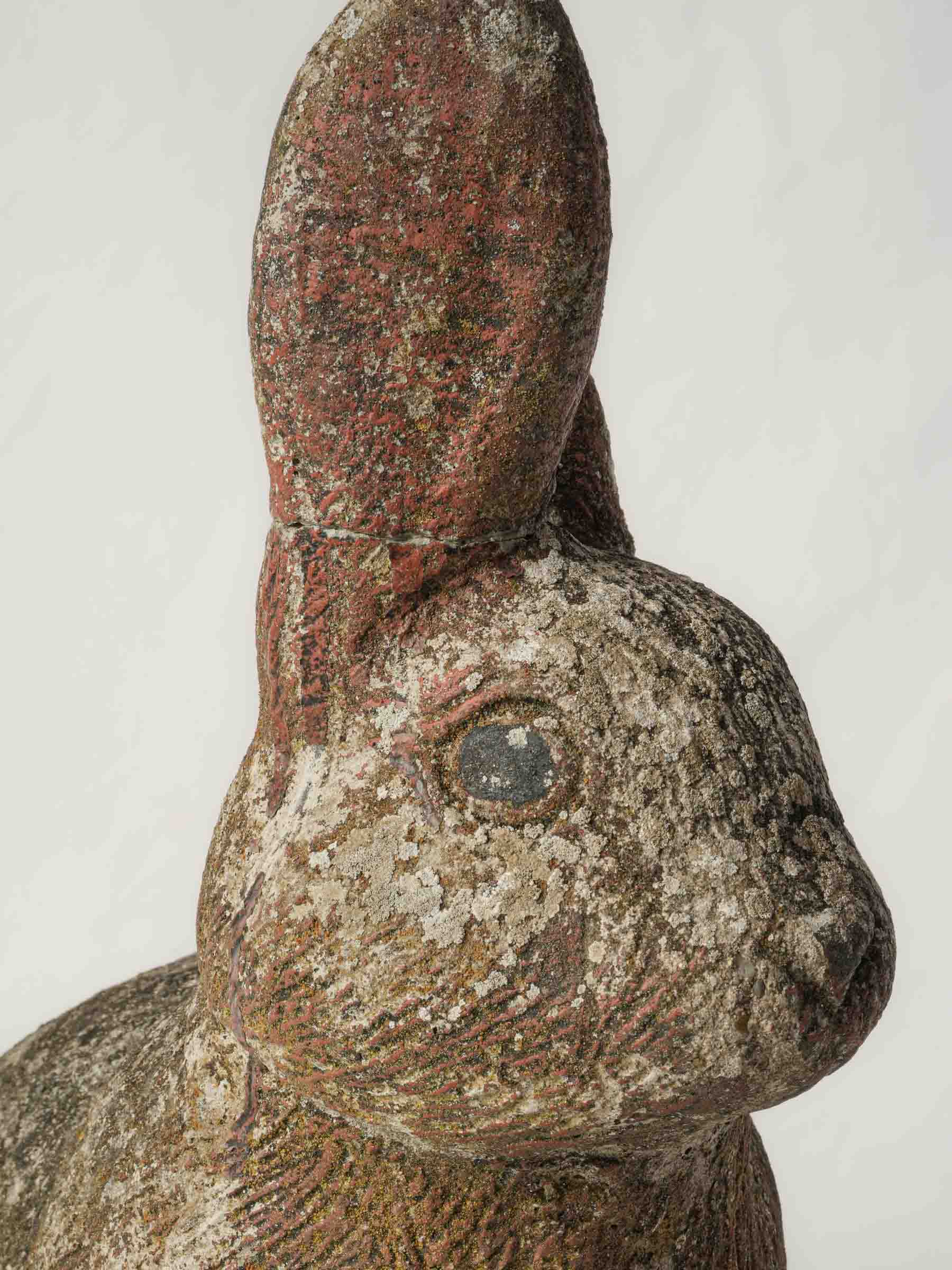 Charming French Cast-Stone Garden Rabbit w/ Mossy Patina - 13"