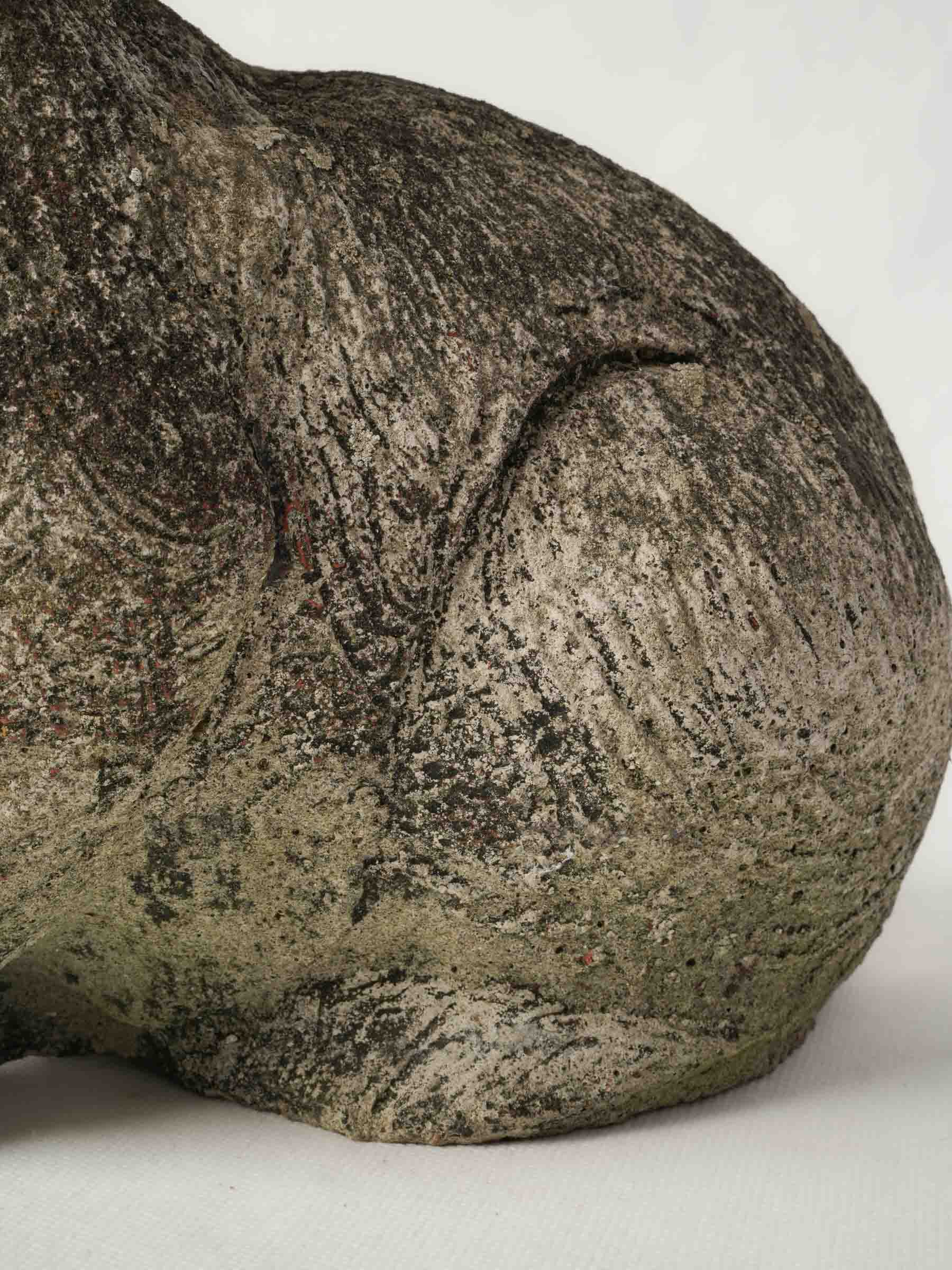 Charming French Cast-Stone Garden Rabbit w/ Mossy Patina - 13"