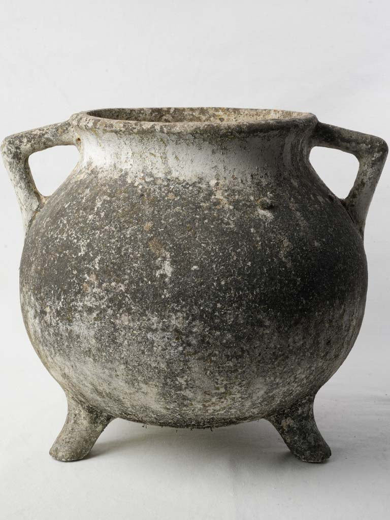 Elegant curved-handle fiberstone planter