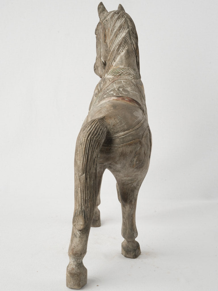 Intricate detailed wooden equine figurine
