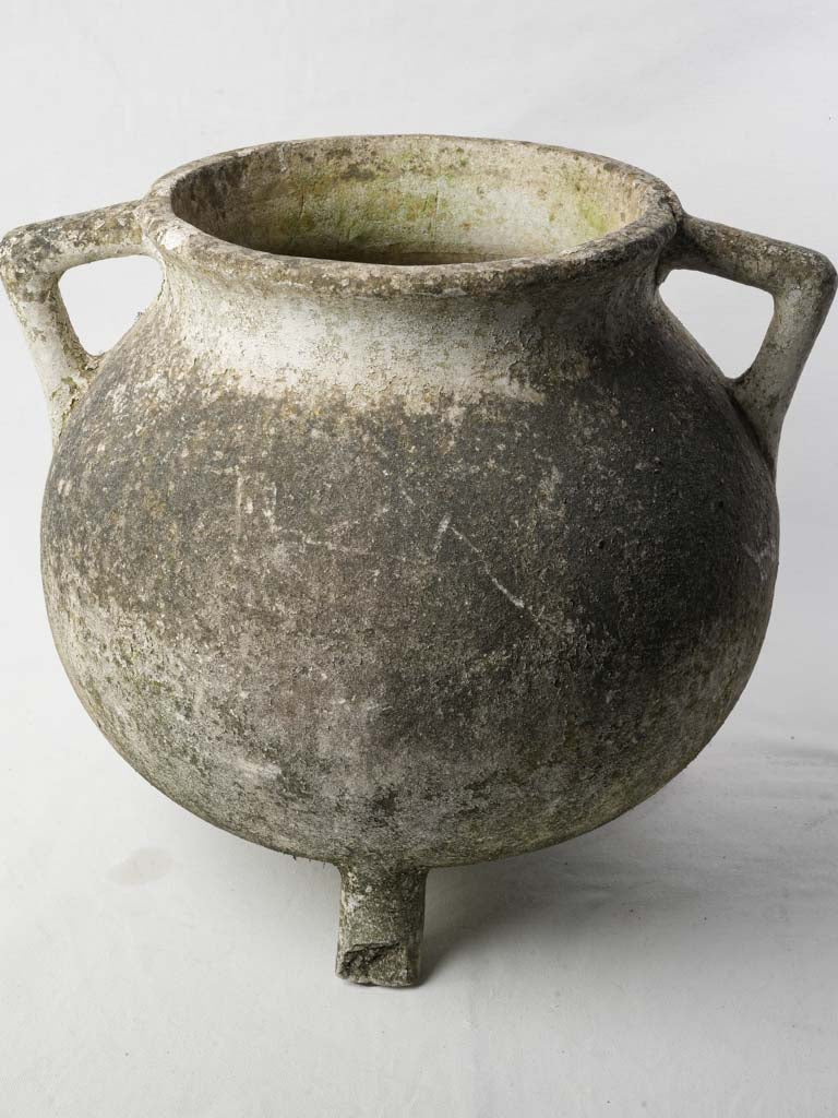 Rustic weathered patina cauldron planter