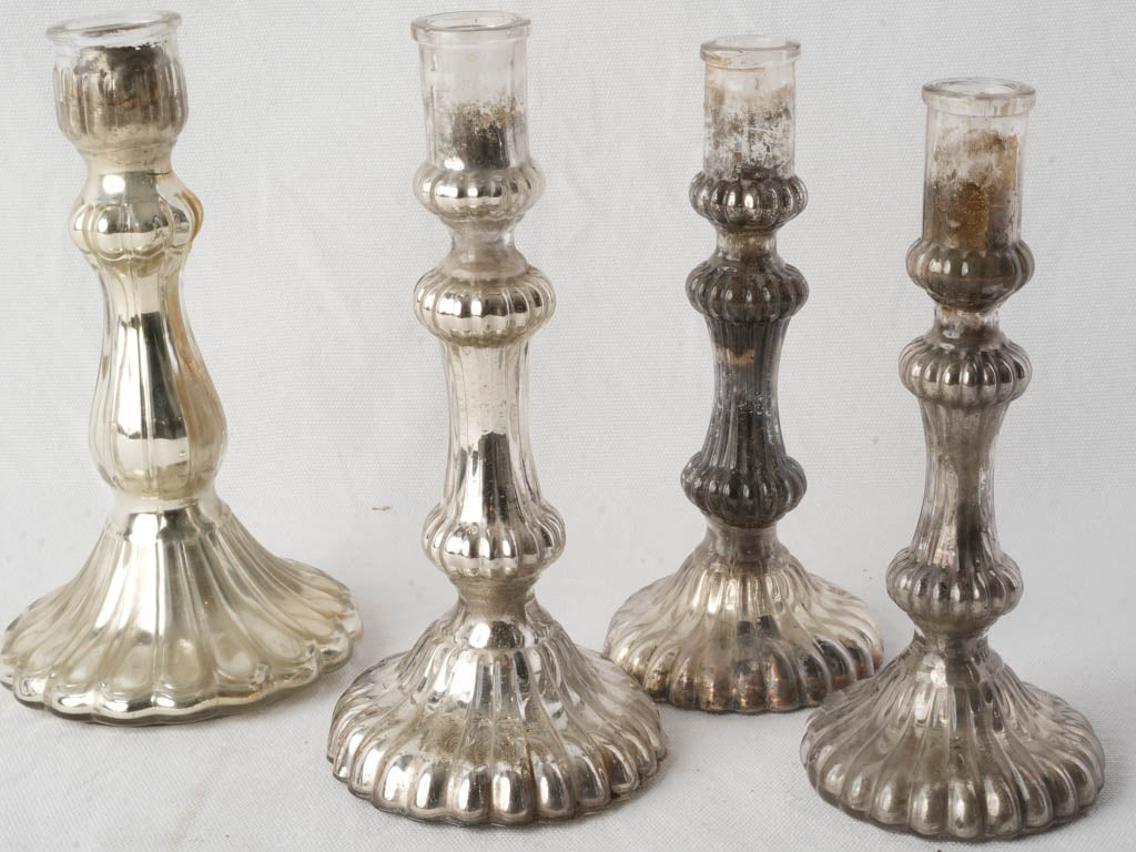 Antique Silvered Glass Candlestick c.1890 - 8¾"