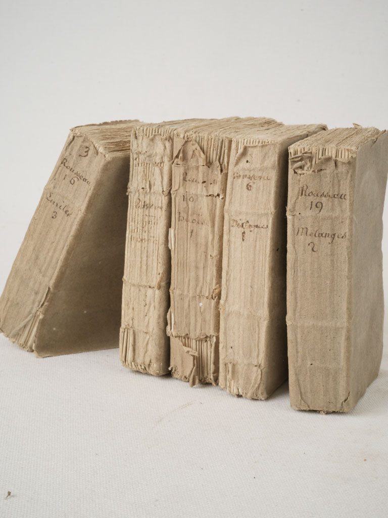 Weathered and aged Jean-Jacques Rousseau tomes