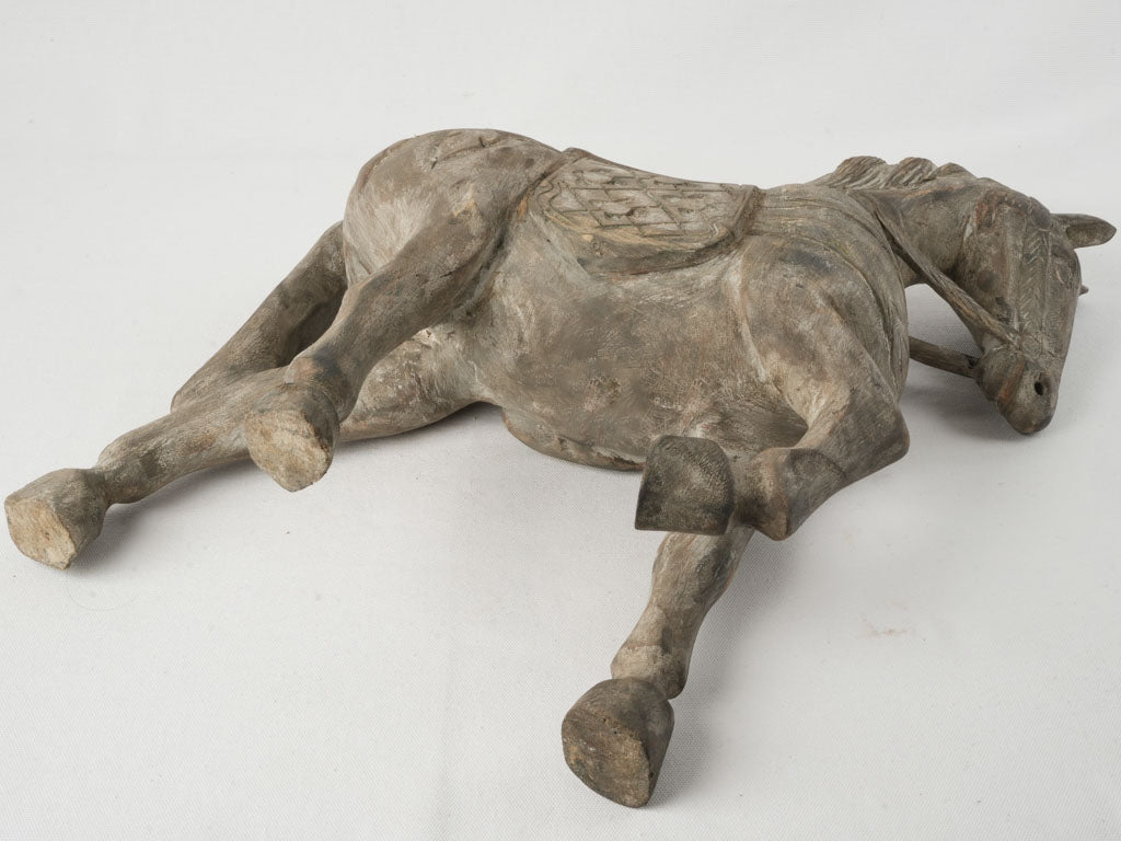 Rustic finished wooden equine sculpture
