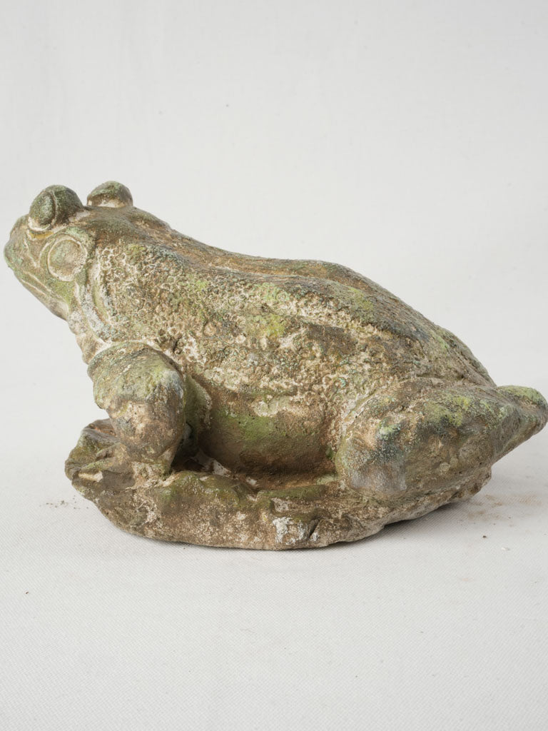 Charming reconstituted stone frog sculpture