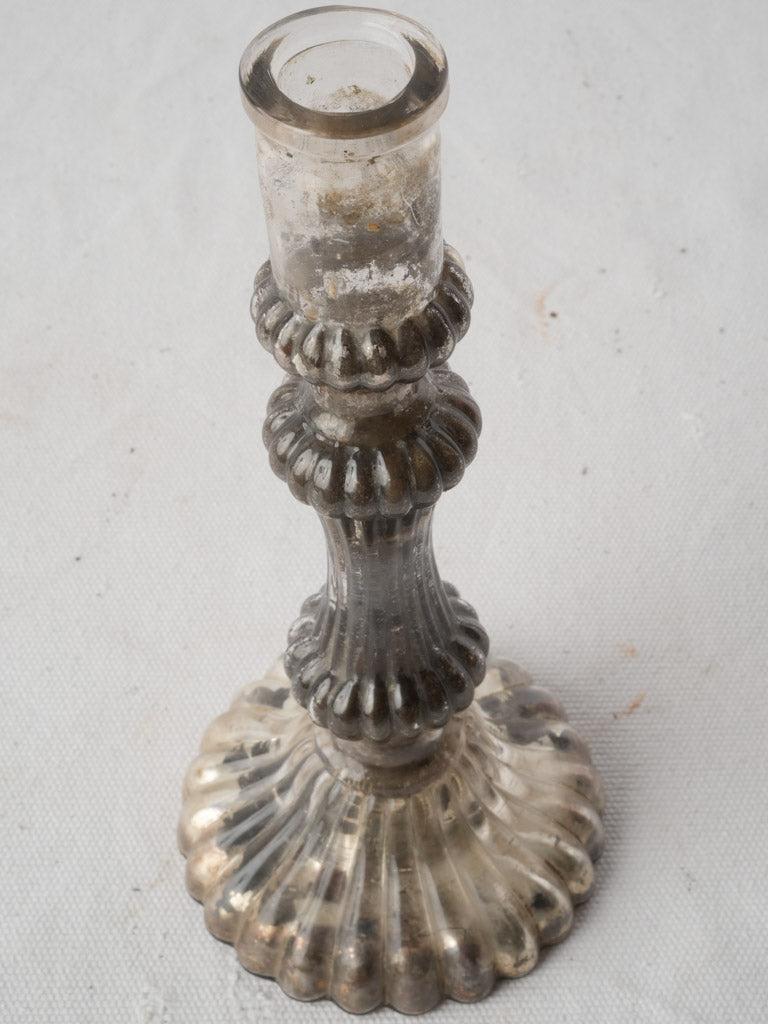 Antique Silvered Glass Candlestick c.1890 - 8¾"