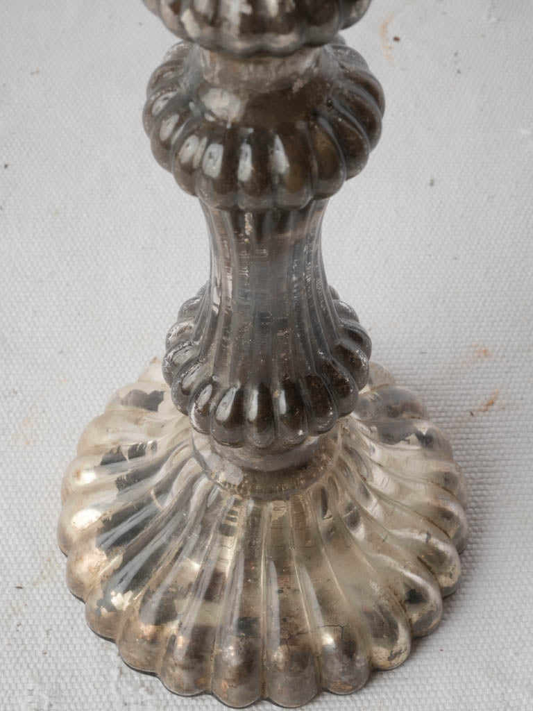 Antique Silvered Glass Candlestick c.1890 - 8¾"
