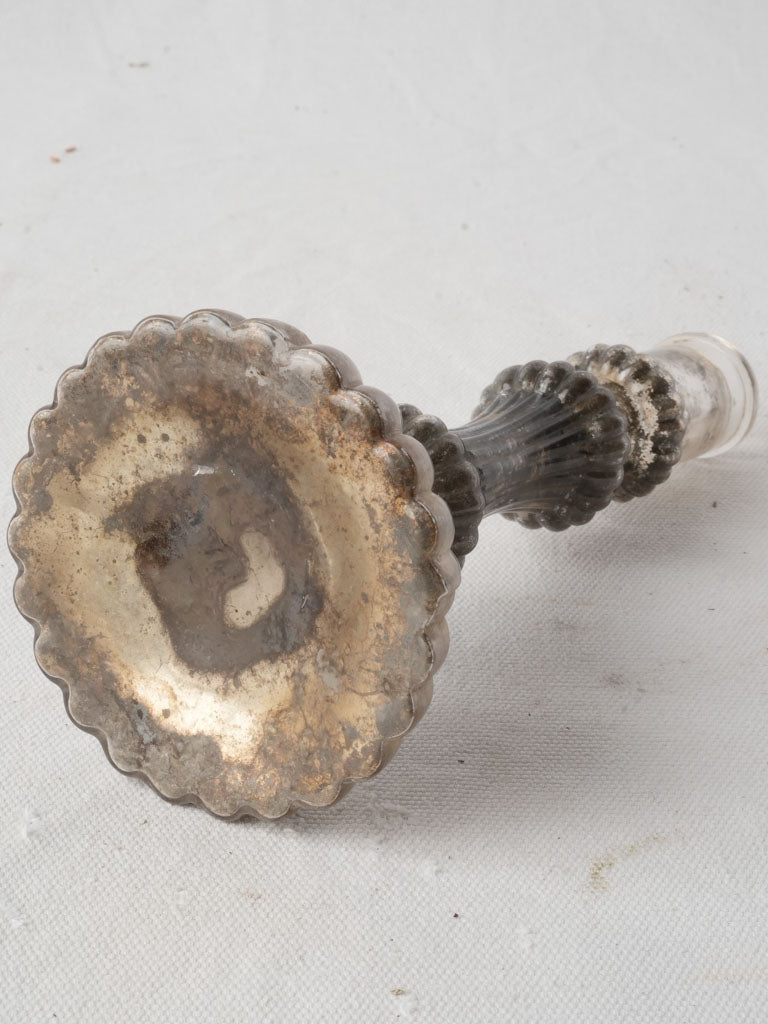 Antique Silvered Glass Candlestick c.1890 - 8¾"