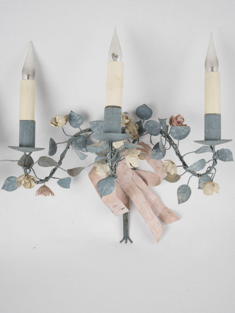 Dusty-blue leafy vine sconces