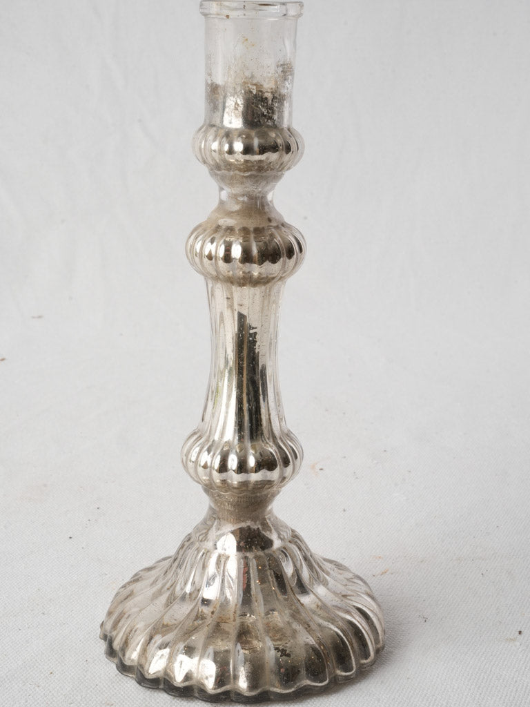 Late 19th-Century French Silvered-Glass Candlestick - 9½"