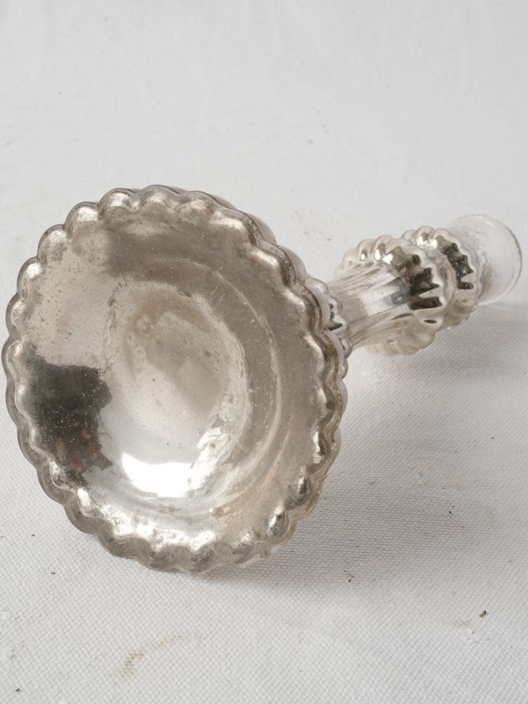 Late 19th-Century French Silvered-Glass Candlestick - 9½"
