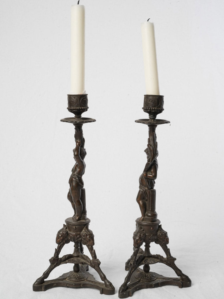 Playful fluted drip pan candlesticks