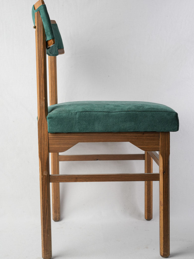 Green suede-like upholstered chairs