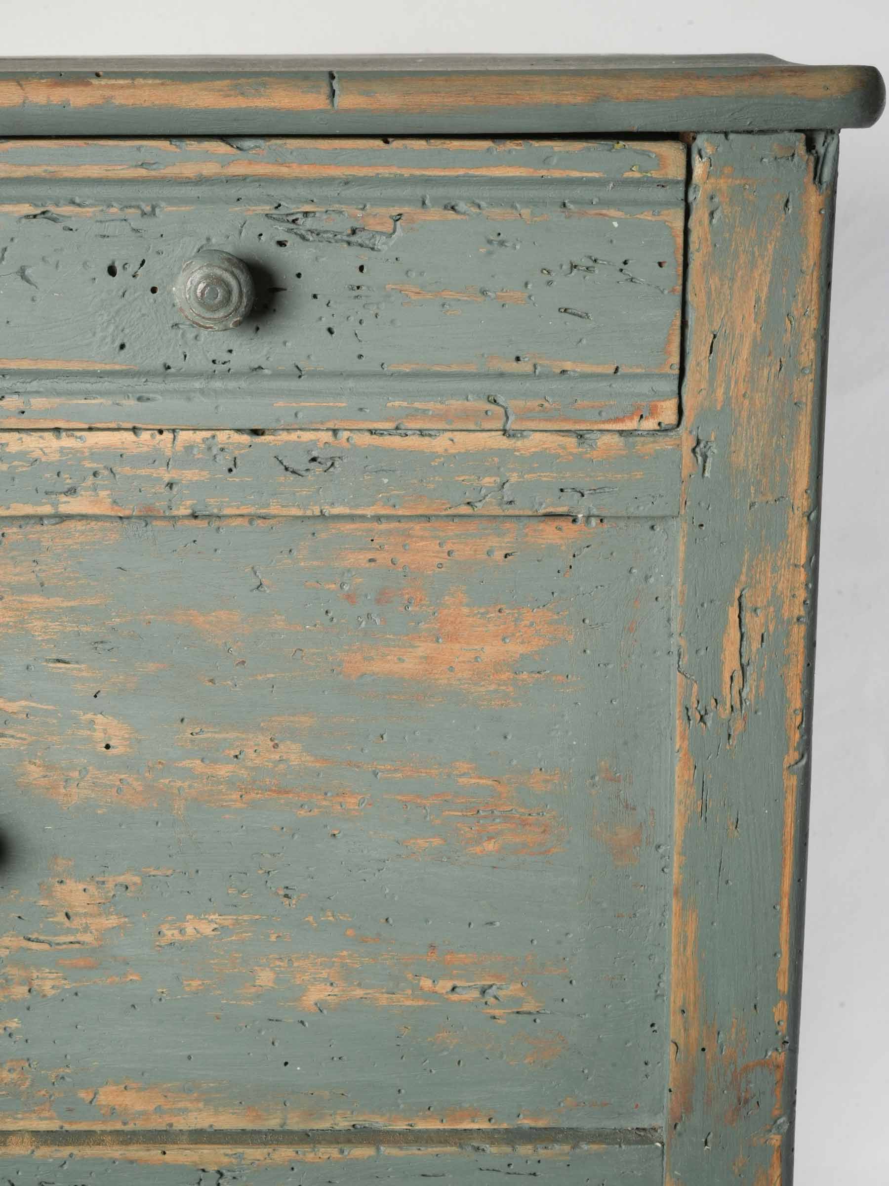 French Country Bedside Cabinet w/ Distressed Blue Finish - 26½" x 14¼"