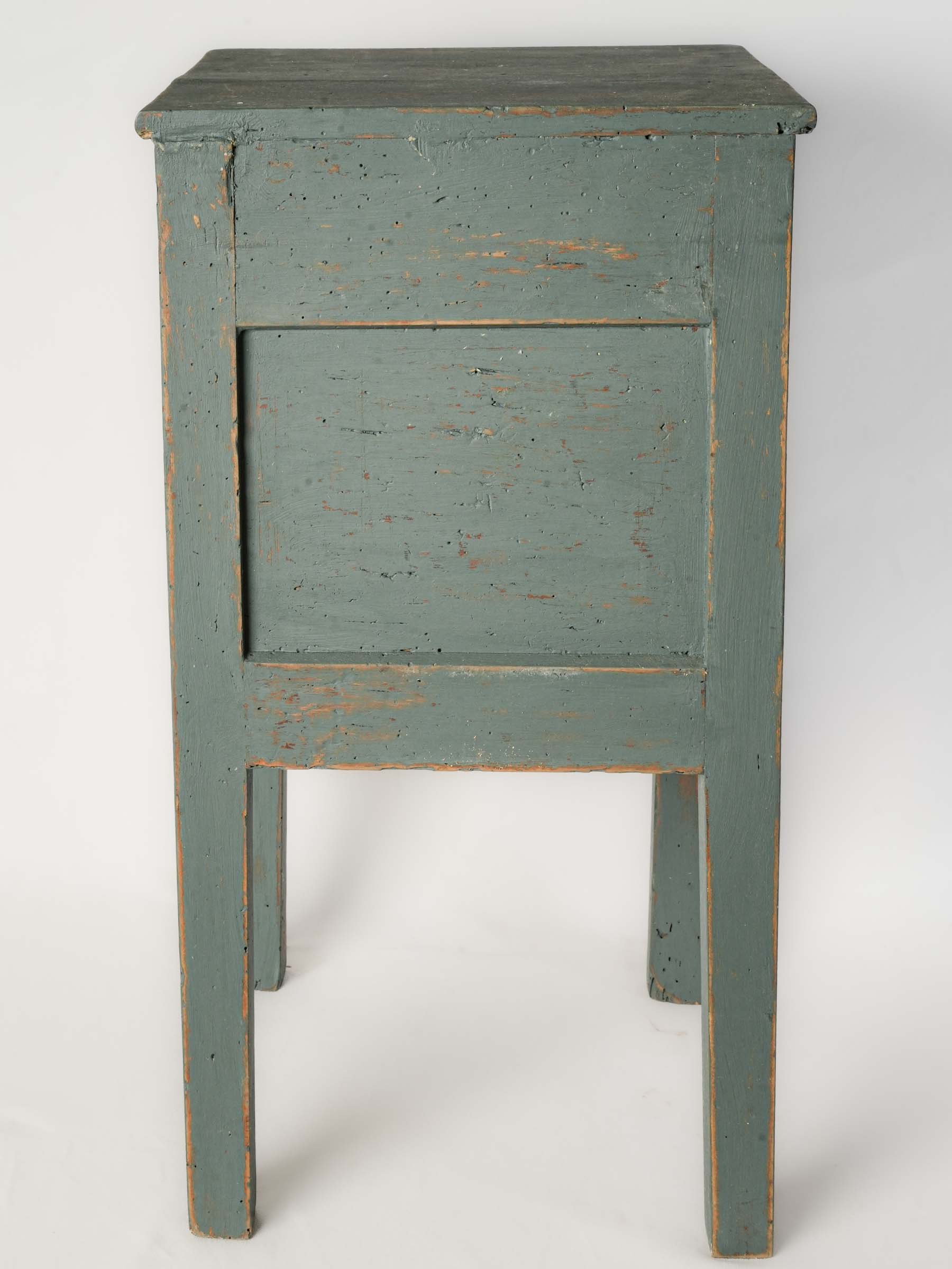 French Country Bedside Cabinet w/ Distressed Blue Finish - 26½" x 14¼"