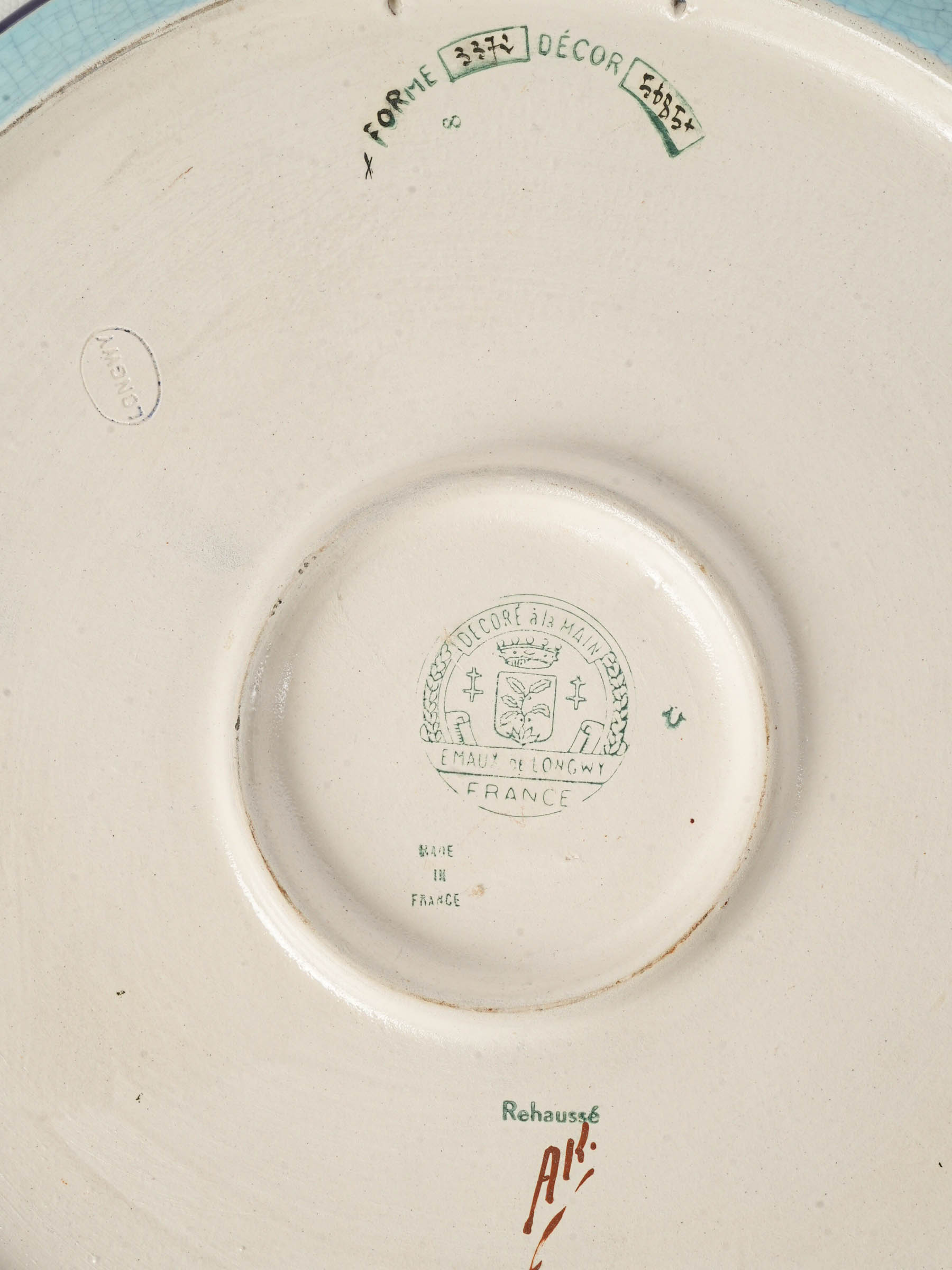 Large Art Deco "Émaux de Longwy" Decorative Dish w/ Japanese Cranes - 14¼"