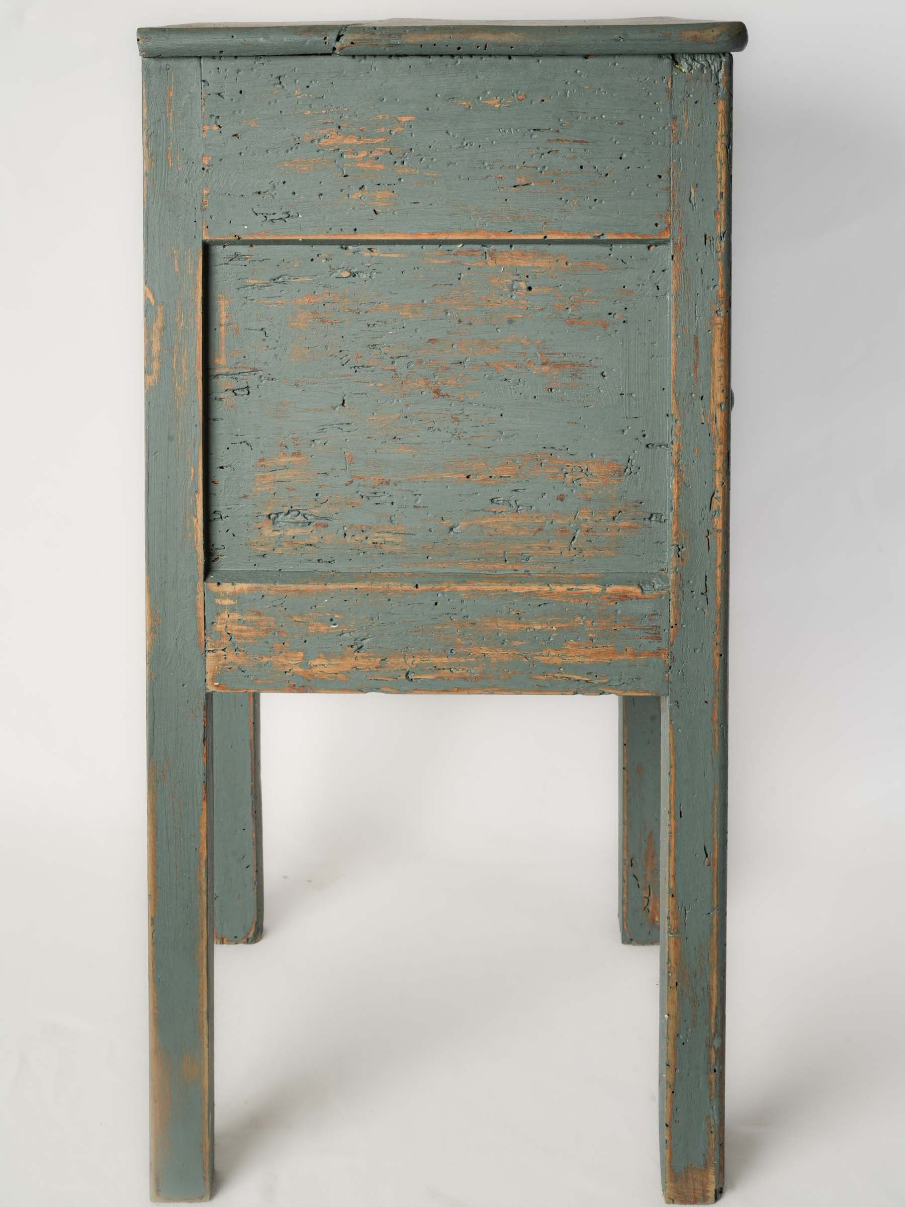French Country Bedside Cabinet w/ Distressed Blue Finish - 26½" x 14¼"