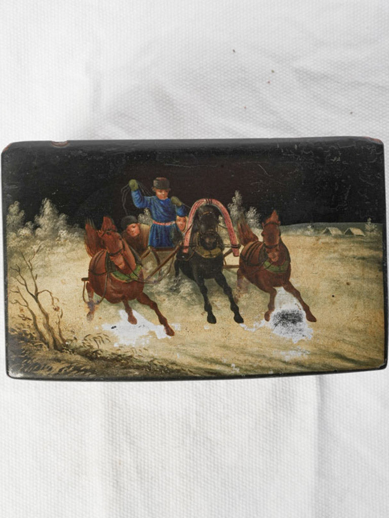 Hand-painted winter scene caddy