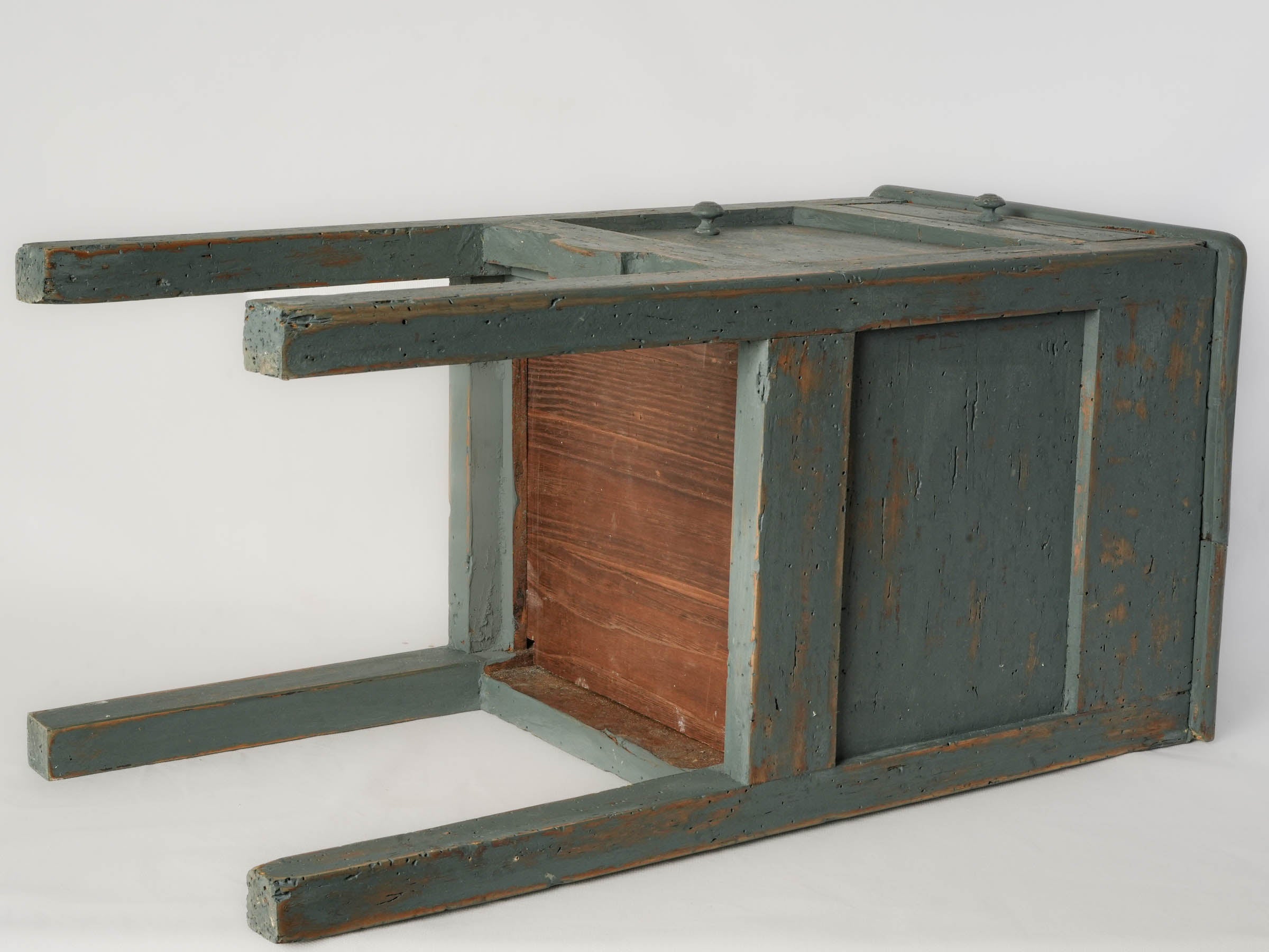 French Country Bedside Cabinet w/ Distressed Blue Finish - 26½" x 14¼"
