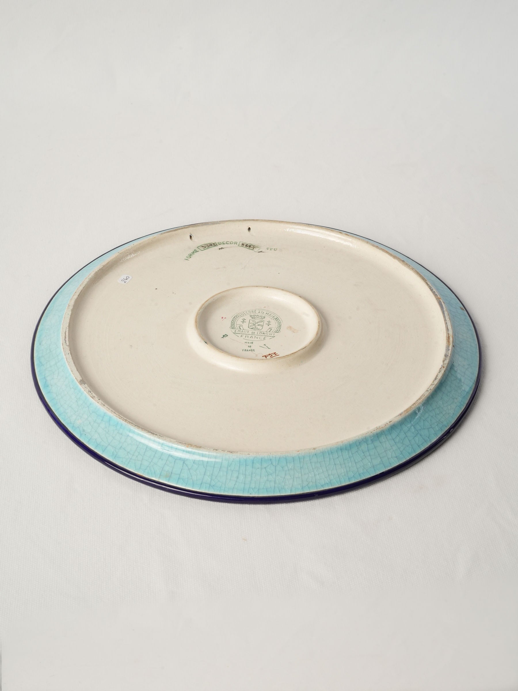 Large 1950s Longwy Enamel Dish with Cranes Among Bamboo and Reeds - 14¼"