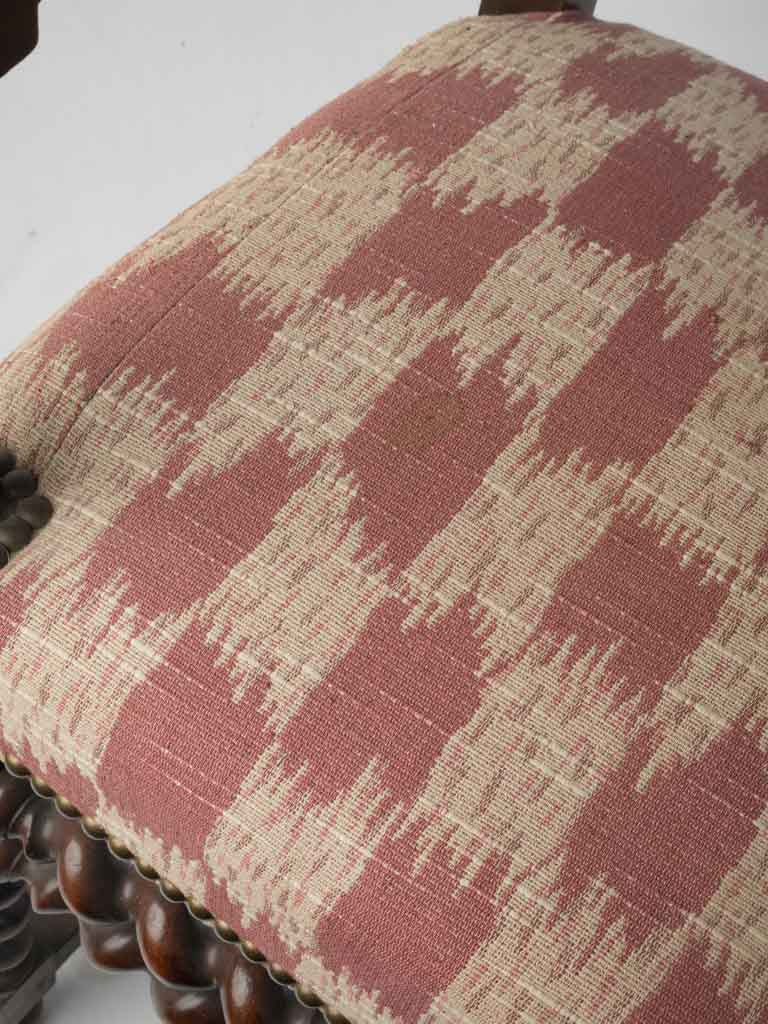 Geometric patterned textile chair