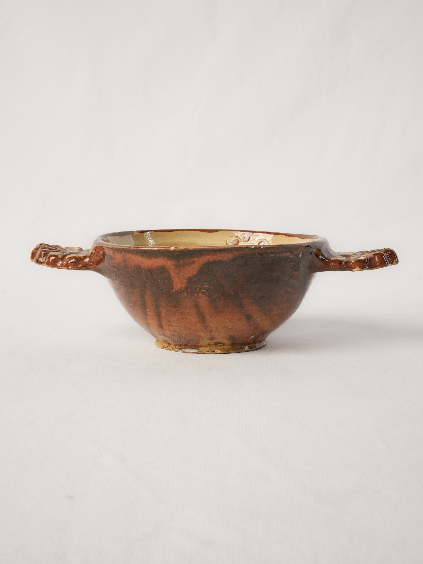 Lovely Artisanal French Ceramic Bowl from the Pottery Village of Cliousclat, 1960s - 8¾"