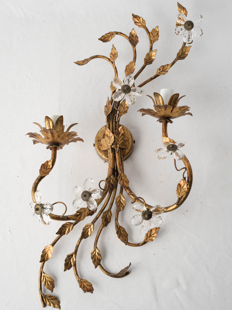 Vintage gilded tole wall sconce
