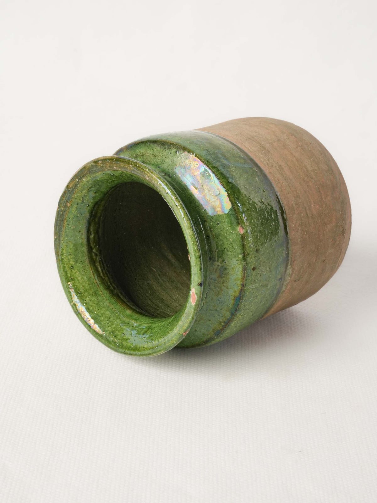 Petite French Green-Glazed Earthenware Kitchen Pot, Mid-20th Century - 4¼"