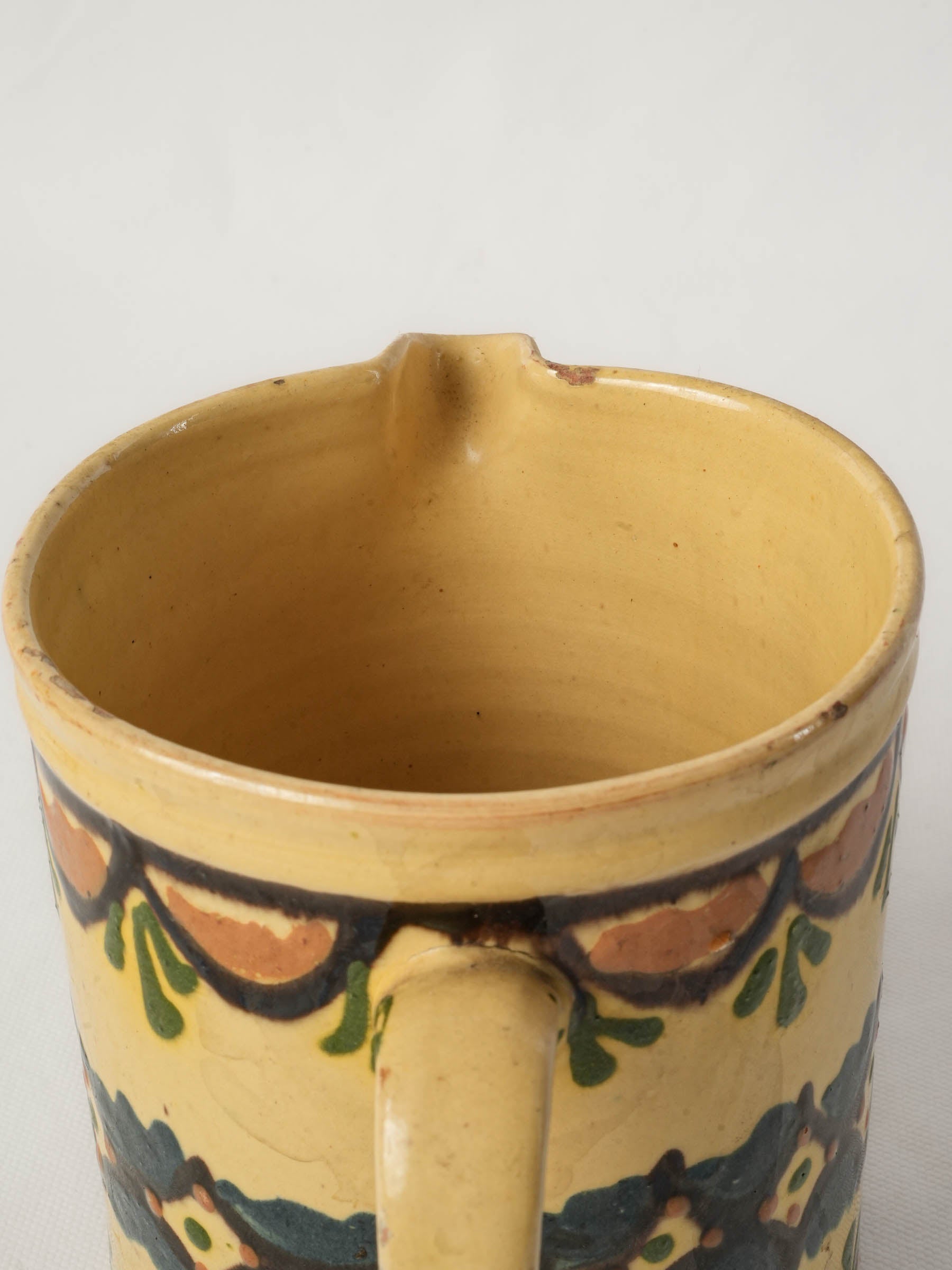 Antique French Savoyard Ceramic Pitcher w/ Colorful Geometric Decoration - 6¼"