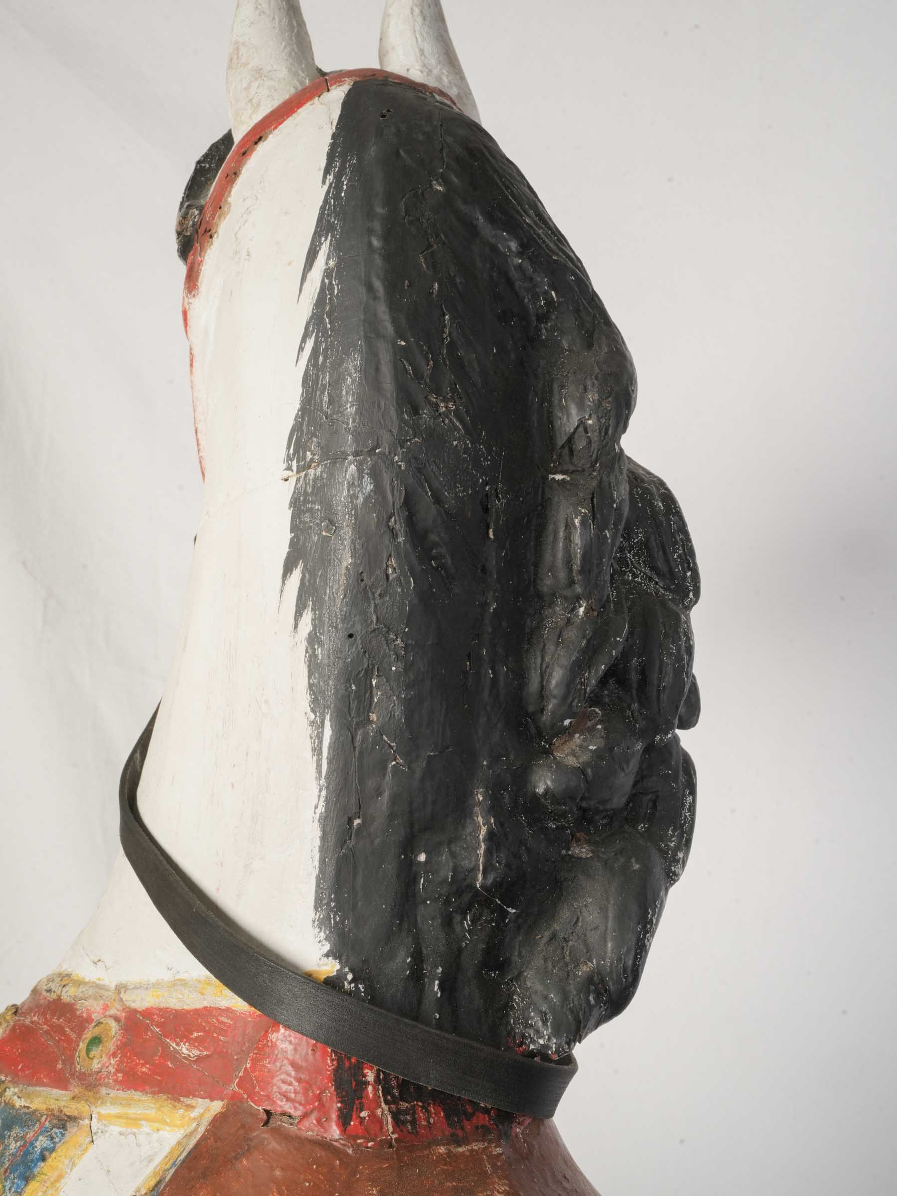 Striking Carved and Painted Bayol Carousel Horse c. 1900 - 55" x 56¼"