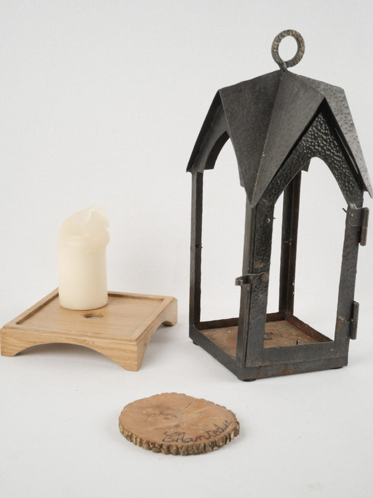 Handcrafted wood base lanterns