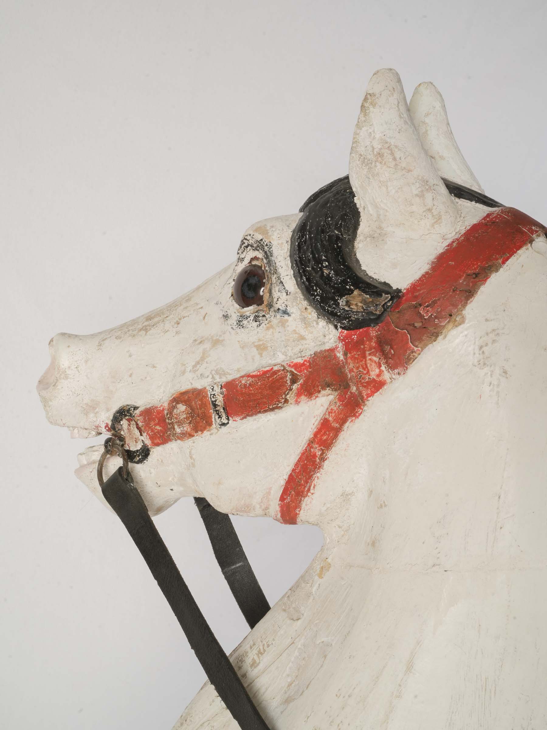 Striking Carved and Painted Bayol Carousel Horse c. 1900 - 55" x 56¼"