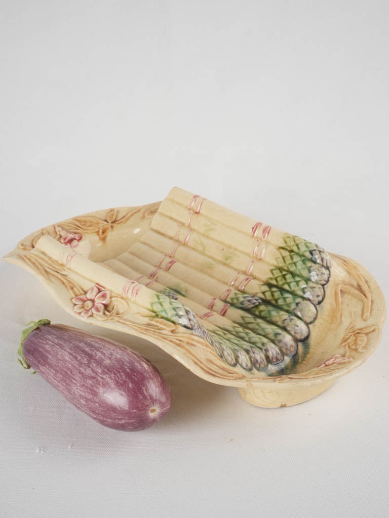 Antique French faience asparagus cradle