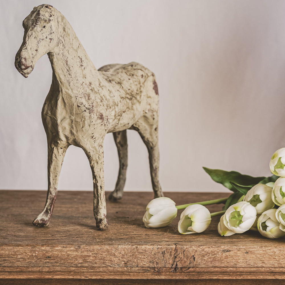 Vintage French Papier Mâché Horse Figurine